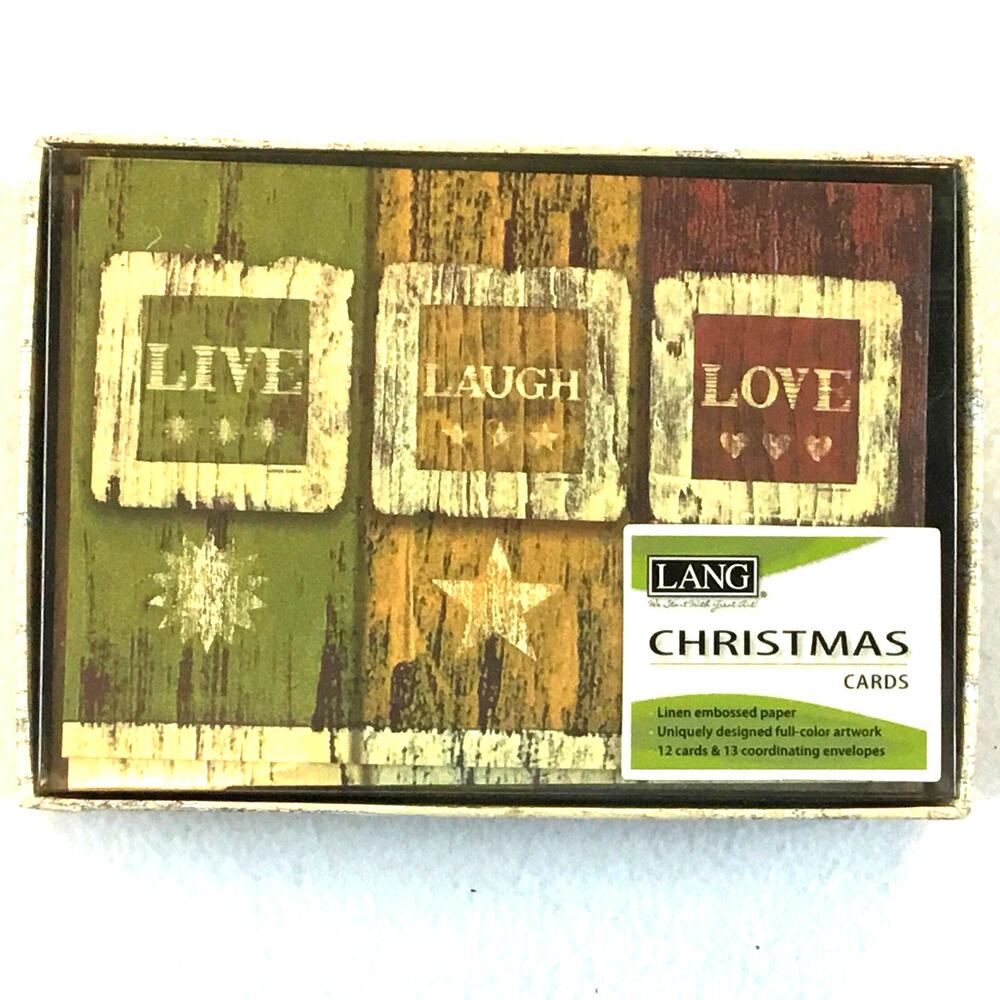 Lang Note Cards Warren Kimble Live Laugh Love 12/Box NWT